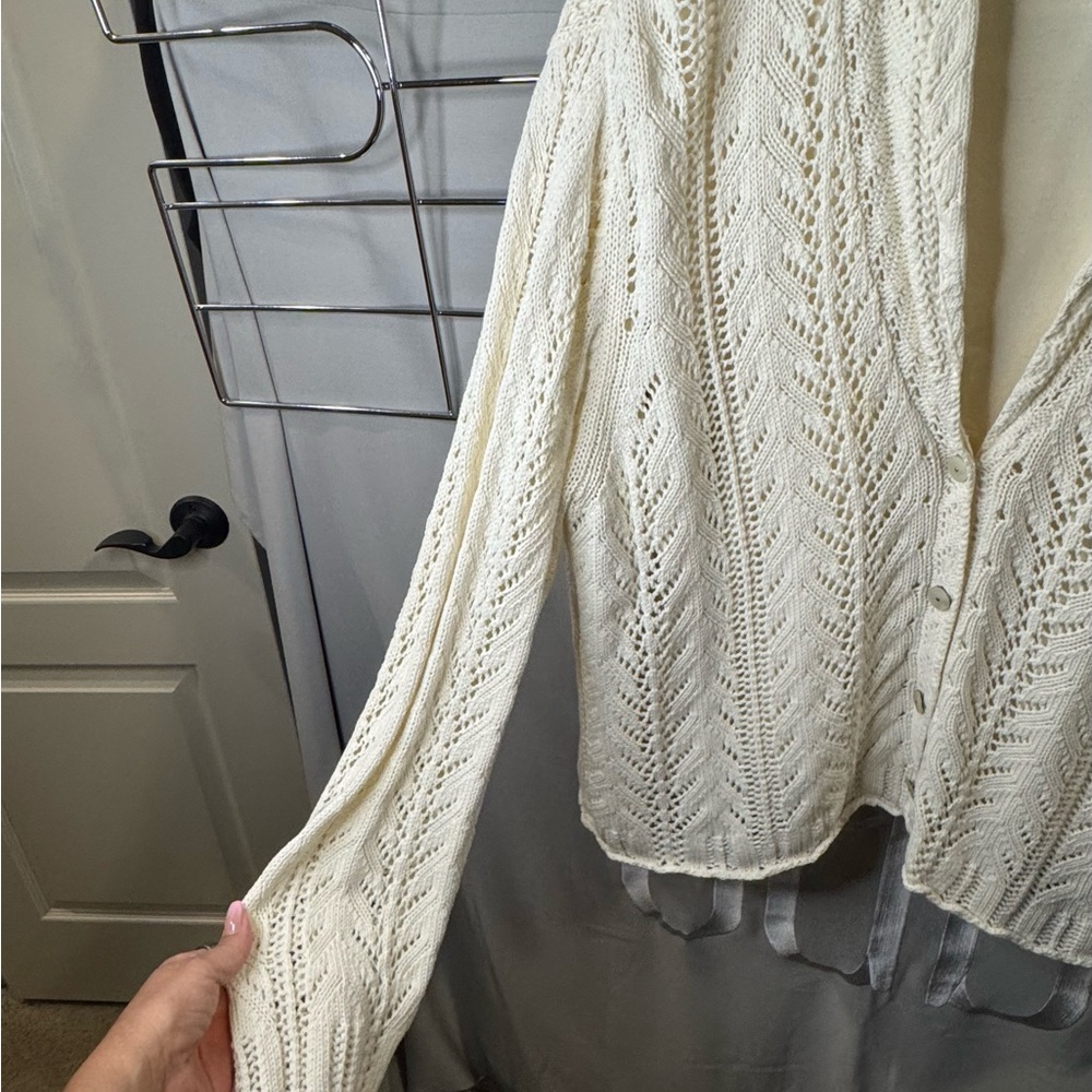 J. Jill Shawl Collar Crochet Cardigan - Picture 6 of 6